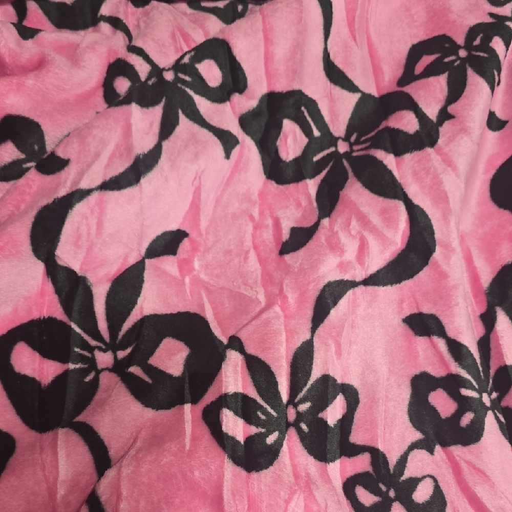 Betsey Johnson Pink and Black Plush Blanket